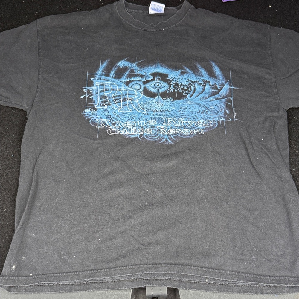 Hanes Black Tee with Blue Graphic
